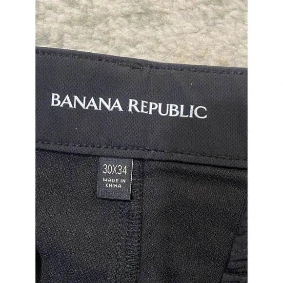 BANANA REPUBLIC Tech Pants Men 30x34 Black Performance Athleisure Lightweight - Picture 6 of 9